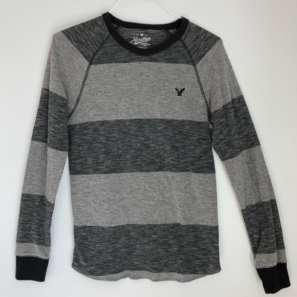 American Eagle Heritage Classic Fit Grey Black Mens Thermal, size Medium - Picture 1 of 8